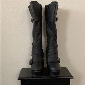 Black platform boots